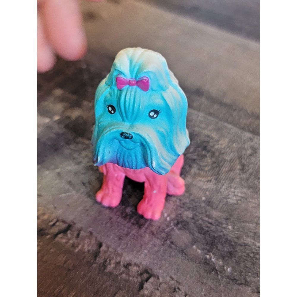 Pink blue‎ terrier dog toy figure happy